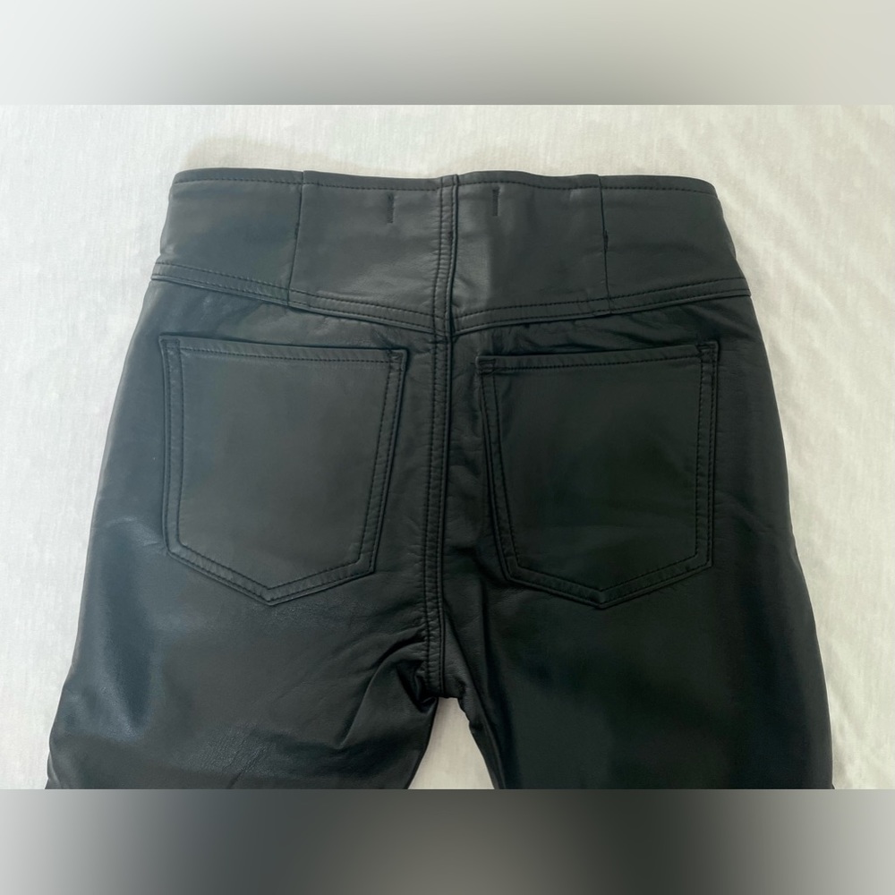 NWT Free People Black Penny Pull on Vegan Leather Flare Pants Size 24 - Picture 8 of 11
